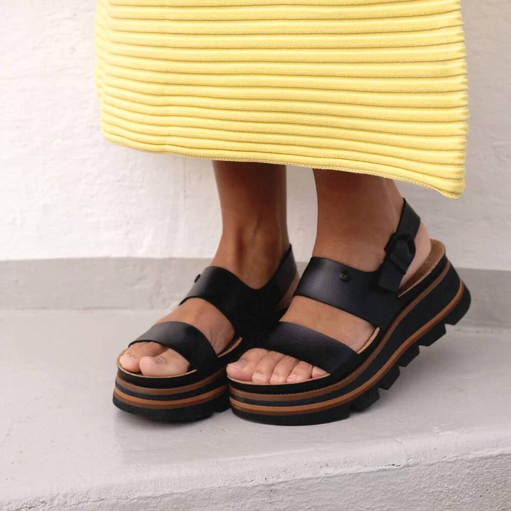 NEW REEF women's vista luxe liah platform sandals in black - Picture 2 of 4